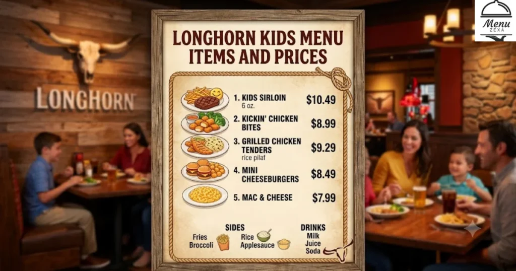 Longhorn Kids Menu Items and Prices