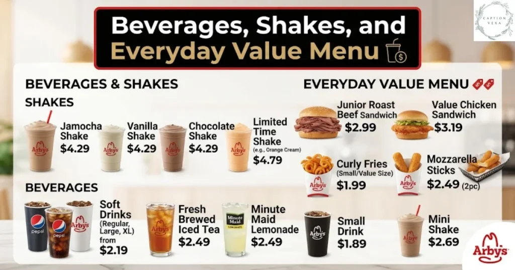 Beverages, Shakes, and Everyday Value Menu