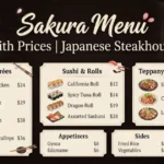 Sakura Menu With Prices | Japanese Steakhouse