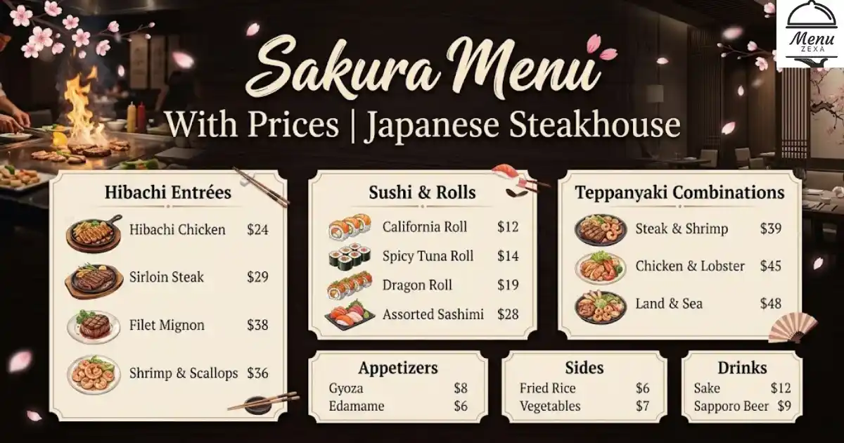 Sakura Menu With Prices | Japanese Steakhouse