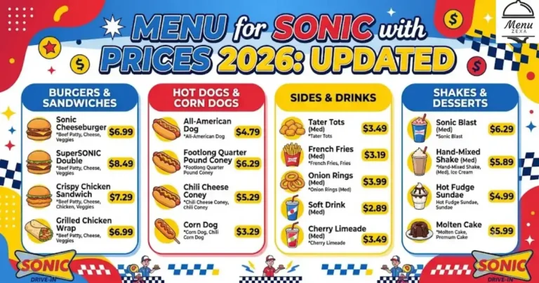 Menu for Sonic with Prices 2026: Updated