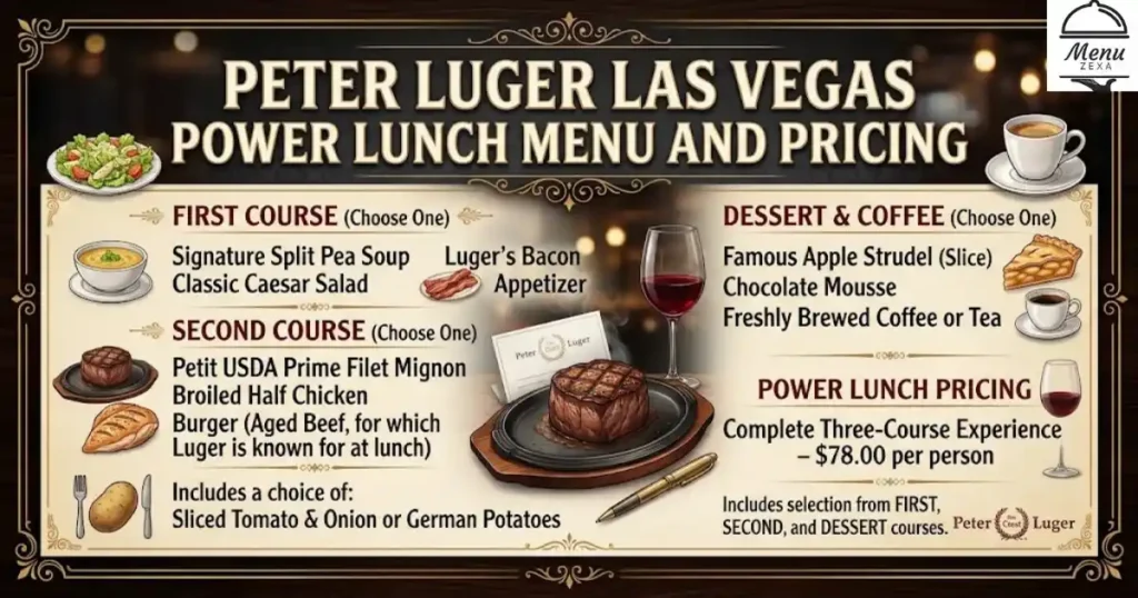 Peter Luger Las Vegas Power Lunch Menu and Pricing