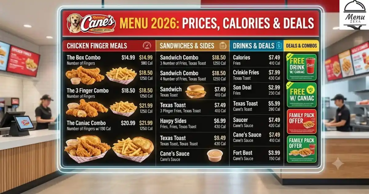 Raising Cane's Prices Menu 2026: Calories & Deals