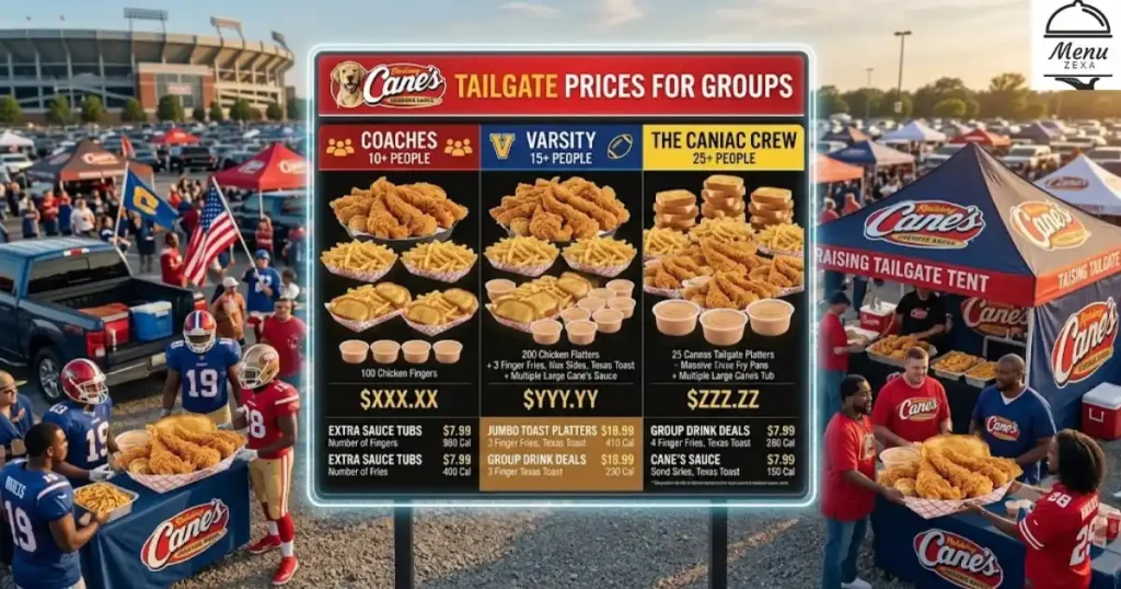 Raising Cane's Tailgate Prices for Groups