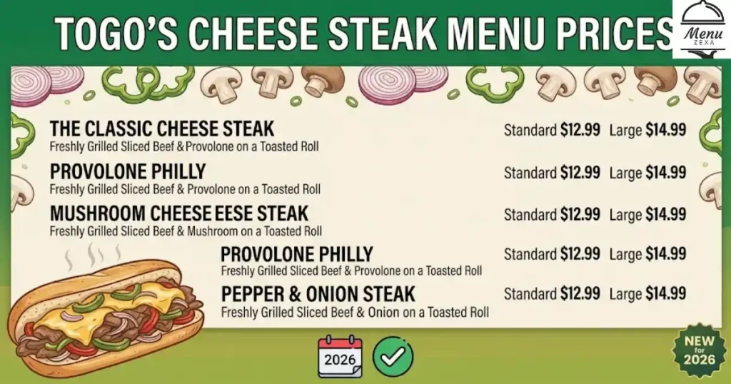Togo's Cheese Steak Menu Prices