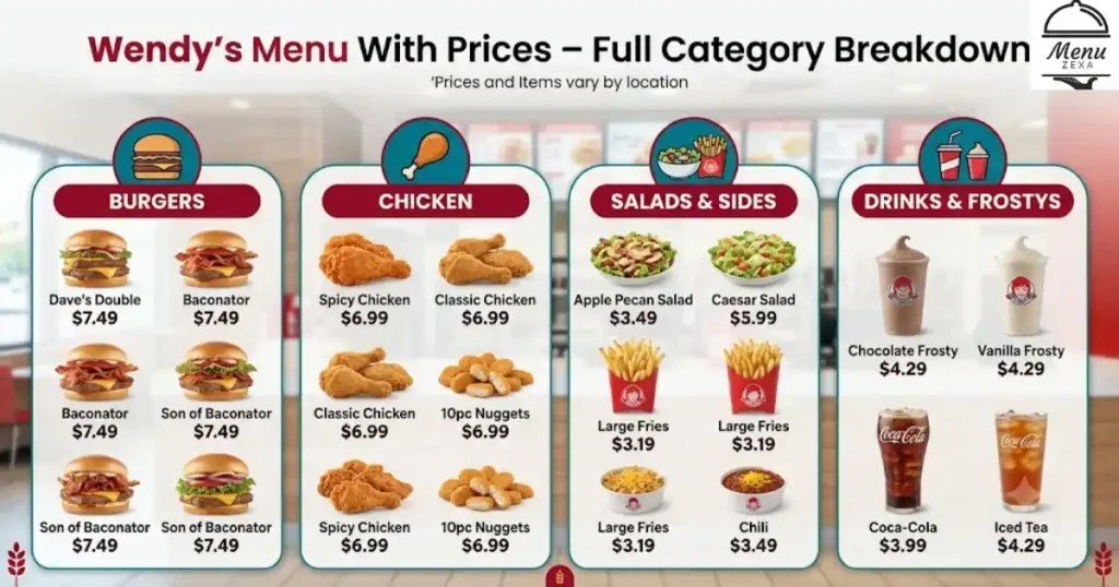 Wendy's Menu With Prices – Full Category Breakdown