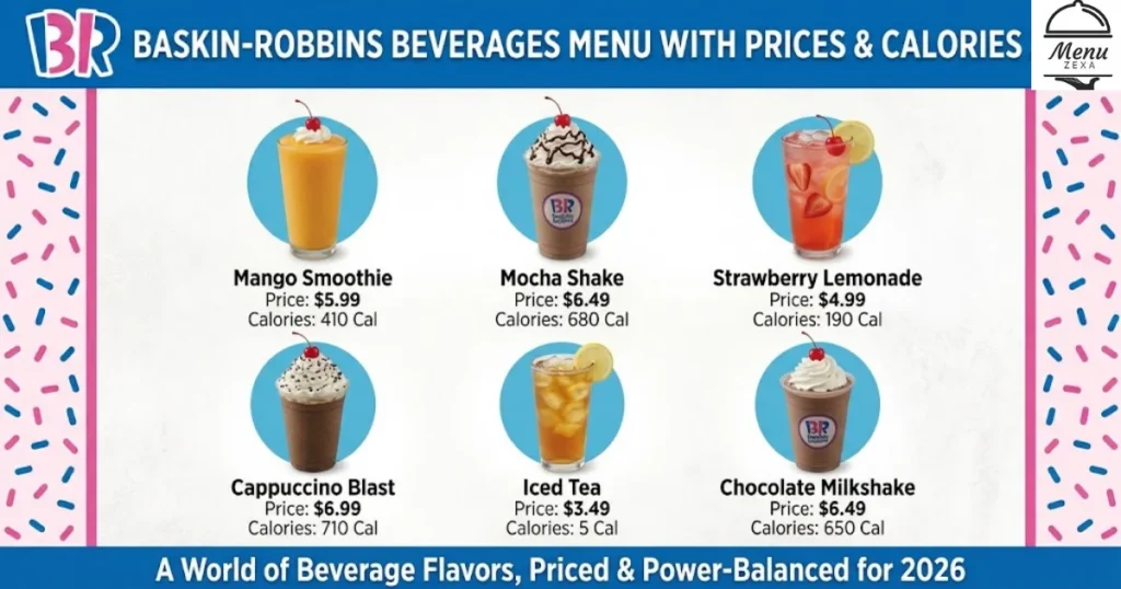 Baskin-Robbins Beverages Menu With Prices and Calories