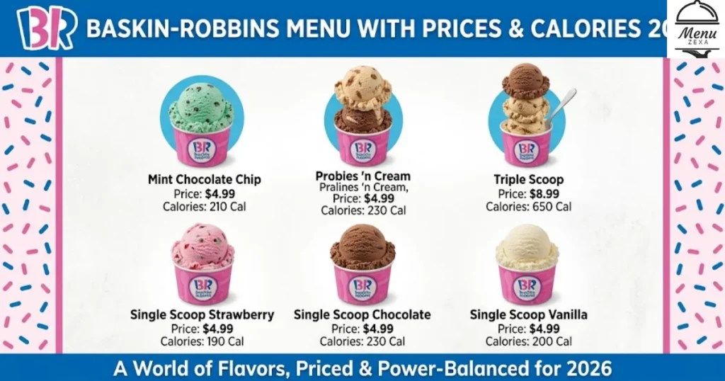 Baskin-Robbins Scoops Menu With Prices and Calories