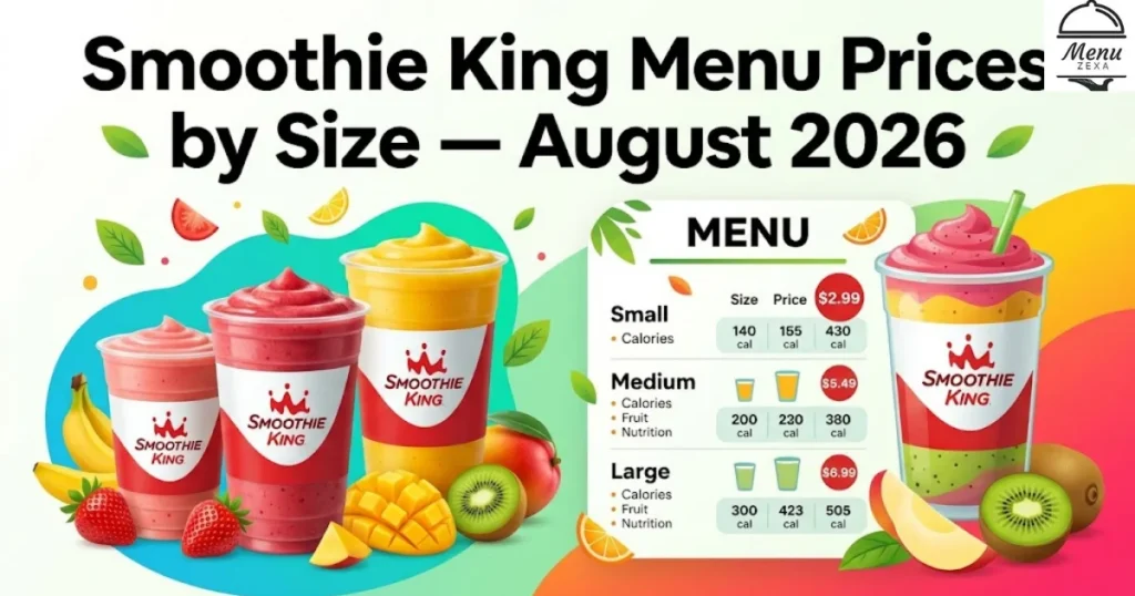 Smoothie King Menu Prices by Size — August 2026