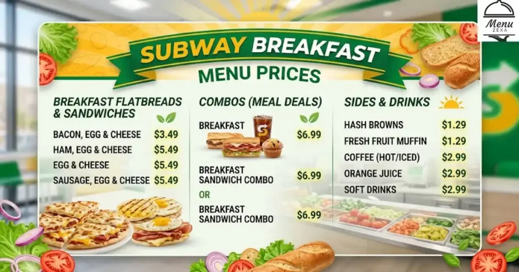 Subway Breakfast Menu Prices