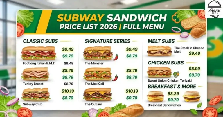 Subway Sandwich Price List 2026 | Full Menu