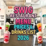 Swig Restaurant Menu Prices & Drinks List 2026