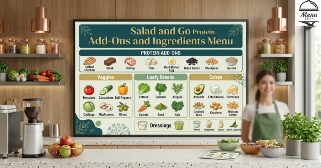 Salad and Go Protein Add-Ons and Ingredients Menu