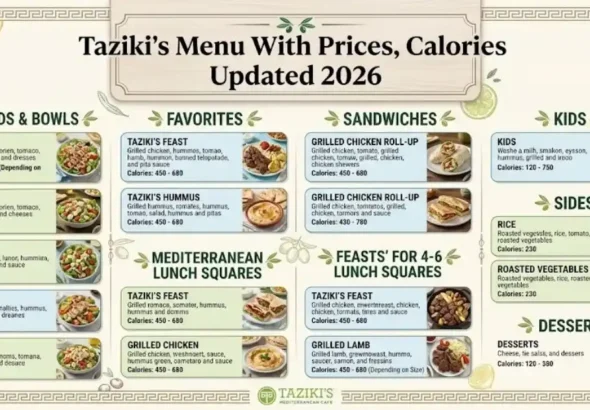 Taziki's Menu With Prices, Calories Updated 2026