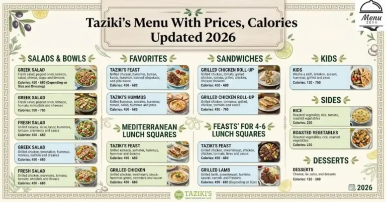 Taziki's Menu With Prices, Calories Updated 2026